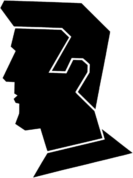 Man's head profile in silhouette vinyl sticker. Customize on line. Hairdressers 047-0115